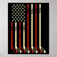 American Flag Vintage Usa Ice Hockey Lover Fan Pla