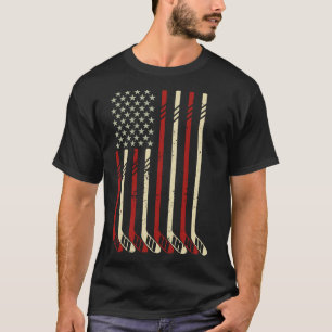 American Flag Vintage Usa Ice Hockey Lover Fan Pla T-Shirt