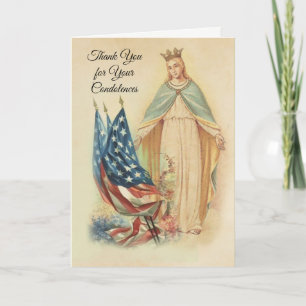 American Flag Virgin Mary Condolence Thank You Card