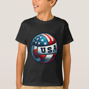 American Flag Volleyball Basketball Patriotic Us 4 T-Shirt