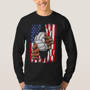American Flag Volleyball Inside Me Patriotic Usa V T-Shirt