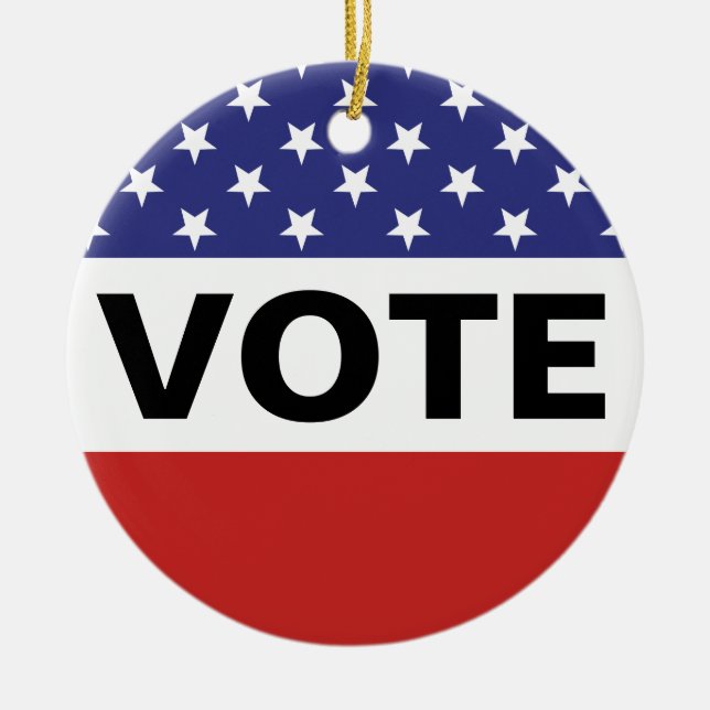 American Flag Vote Ceramic Tree Decoration (Front)