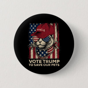 American Flag Vote Trump To Save Our Pets 2024  6 Cm Round Badge