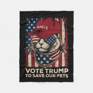 American Flag Vote Trump To Save Our Pets 2024 Fleece Blanket