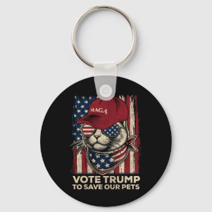 American Flag Vote Trump To Save Our Pets 2024  Key Ring
