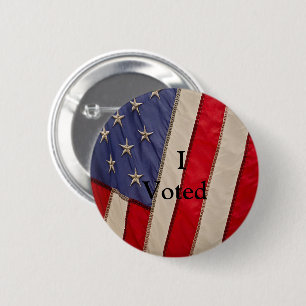 American Flag w/I Voted 6 Cm Round Badge