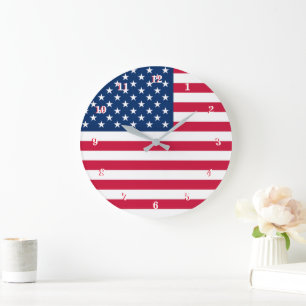 American Flag Wall Clock USA Patriotic