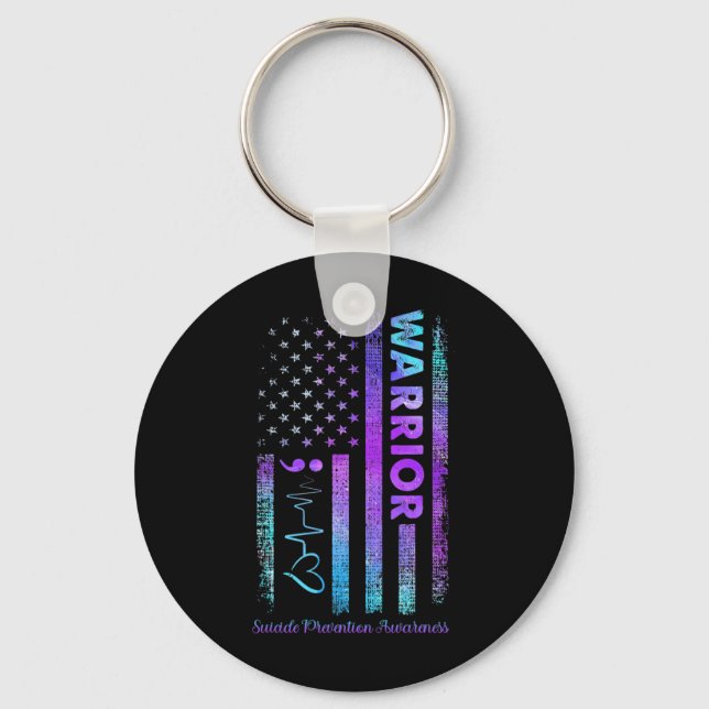 American Flag Warrior Suicide Prevention Awareness Key Ring (Front)