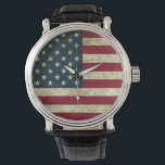 American Flag Watch<br><div class="desc">Style: Men's Vintage Black Leather Strap Watch The Men's Vintage Leather Watch is a big-faced timepiece that will never go out of style. Featuring a three-hand quartz movement and genuine leather strap, this watch’s classic look is great for both formal and fun occasions. Customise the face with your name and...</div>