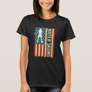 American Flag Water Skiing waterskiing USA men Wat T-Shirt