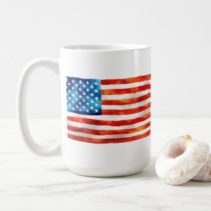 American Flag Watercolor Painting Artistic USA Coffee Mug