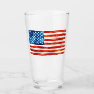American Flag Watercolor Painting Artistic USA Glass