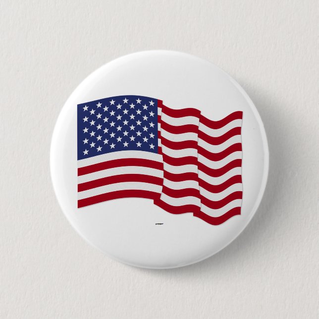 American Flag Waving 6 Cm Round Badge (Front)
