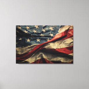 American Flag Waving Fabric Design Canvas Print