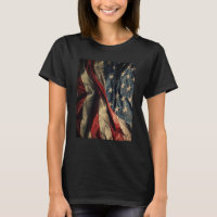 American Flag Waving Fabric Design Women's