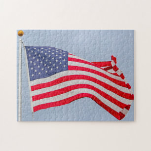 American Flag Waving in the Wind Jigsaw Puzzle