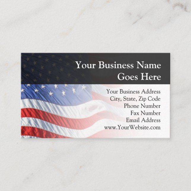 American Flag, Waving in Wind Business Card (Front)