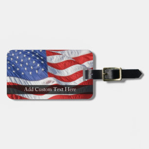 American Flag, Waving in Wind Luggage Tag