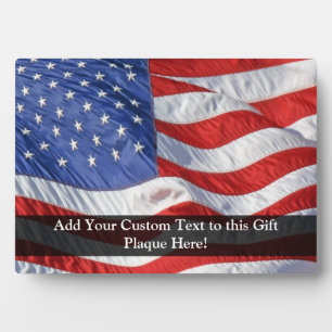 American Flag, Waving in Wind Plaque
