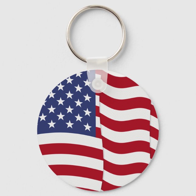 American Flag Waving Key Ring (Front)