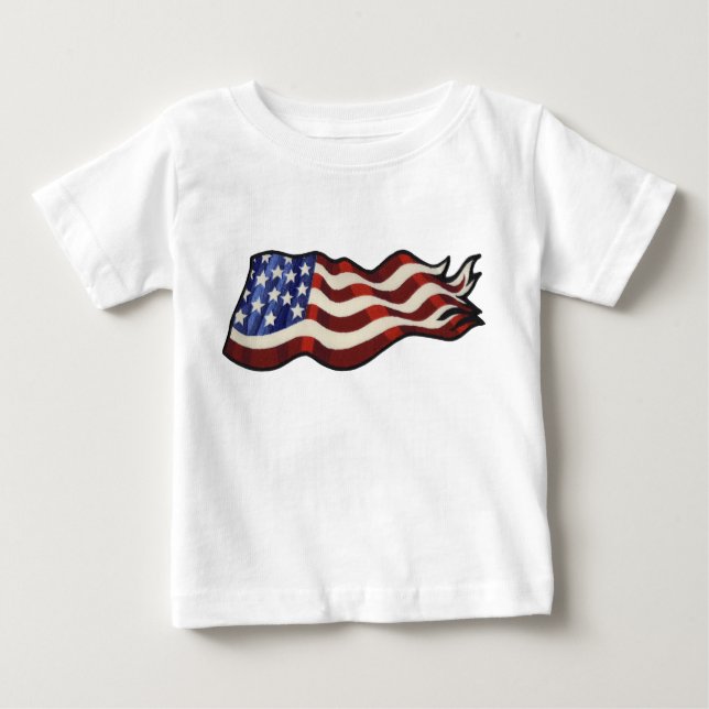American Flag Waving Toddler Baby T-Shirt (Front)