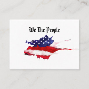 *~* American Flag We The People Watercolor Business Card