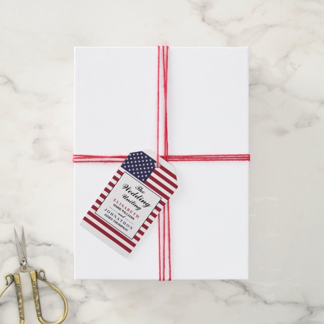 American Flag Wedding Favour Gift Tags (With Twine)