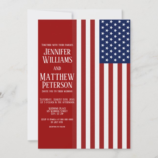 American Flag Wedding Invitation (Front)