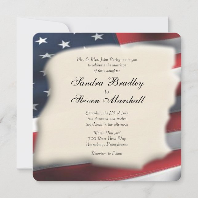 American Flag Wedding  Invitations (Front)