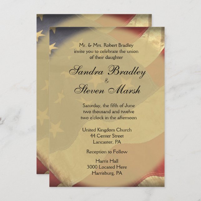 American Flag Wedding Invitations (Front/Back)