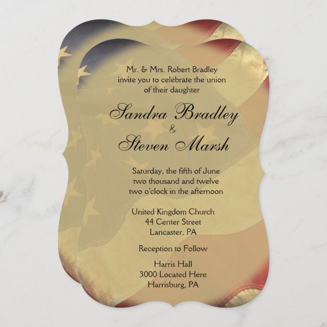 American Flag Wedding Invitations (Front/Back)