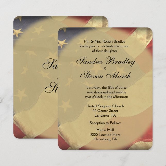 American Flag Wedding Invitations (Front/Back)