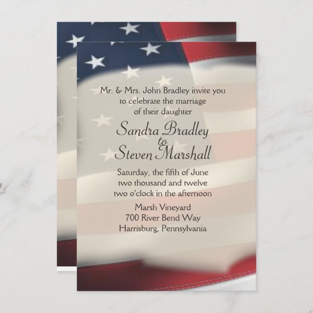 American Flag Wedding  Invitations (Front/Back)