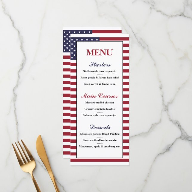 American Flag Wedding Menu (Front/Back In Situ)
