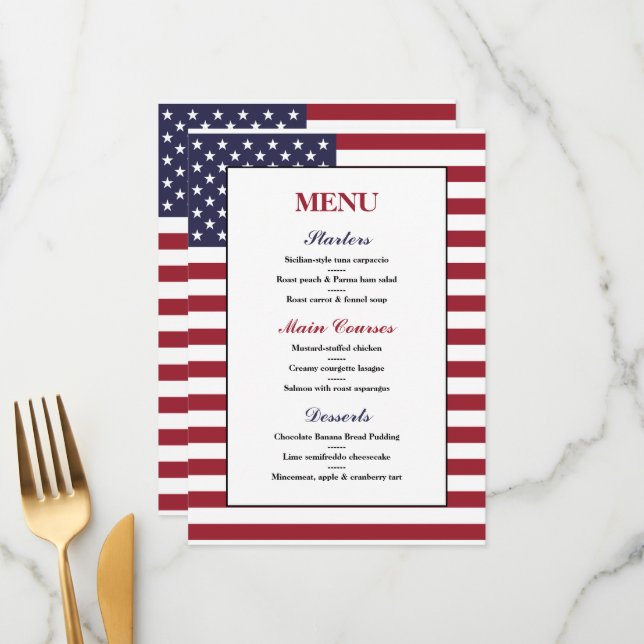 American Flag Wedding Menu (Front/Back In Situ)