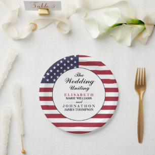 American Flag Wedding Paper Plate