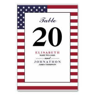 American Flag Wedding Table Number