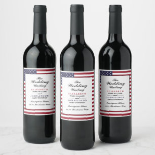 American Flag Wedding Wine Label