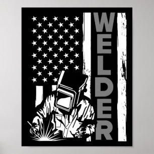 American Flag Welder Funny Usa 4th Of July Welding Poster