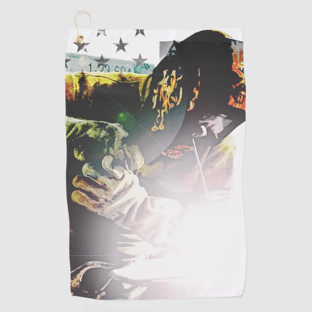 American Flag Welder Golf Towel (Front)
