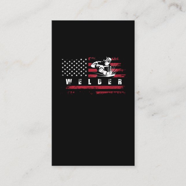American Flag Welder USA Metalworking Weld Business Card (Front)