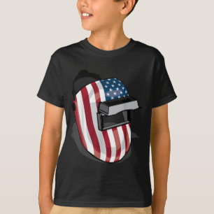 American Flag Welding Helmet Shape Cute Welder Gif T-Shirt