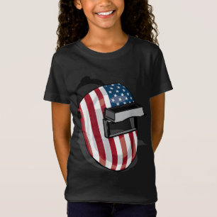 American Flag Welding Helmet Shape Cute Welder Gif T-Shirt