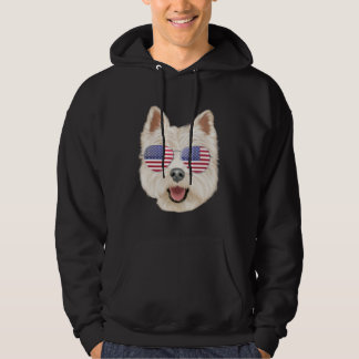 American Flag West Highland White Terrier Dog Amer Hoodie