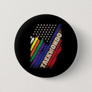 American Flag White Black Belt Colours Taekwondo M 6 Cm Round Badge