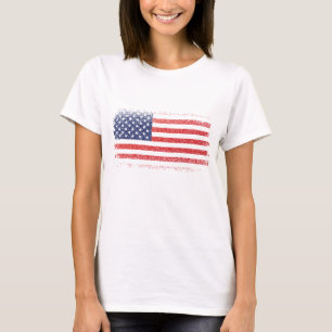 American flag white T-shirt for women