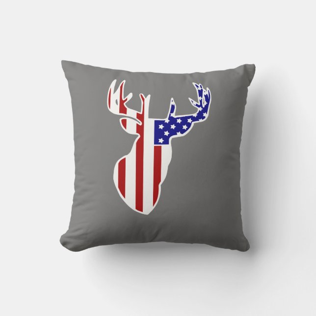 American Flag Whitetail Buck Cushion (Front)