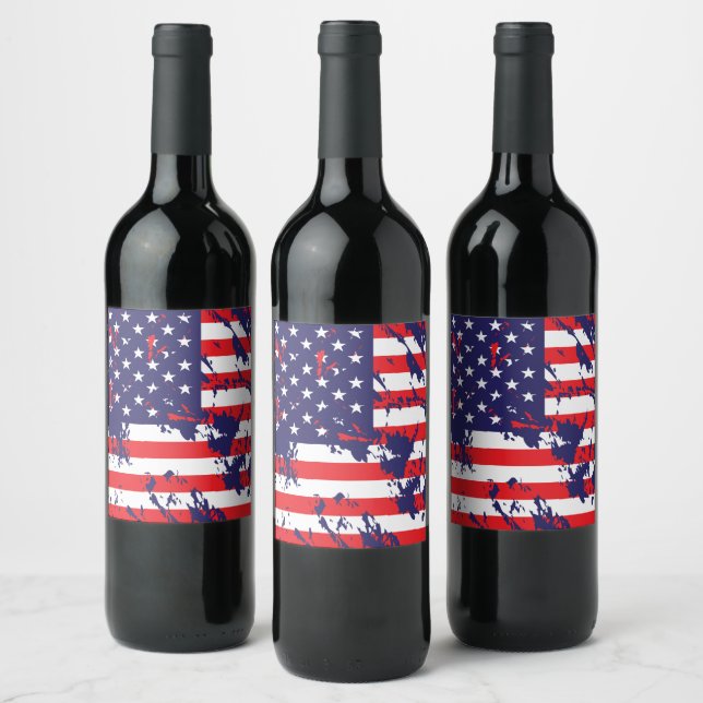 American Flag Wine Label (Bottles)