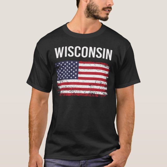 American Flag Wisconsin T-Shirt (Front)