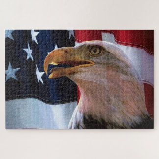 American flag with a Bald Eagle Jigsaw Puzzle